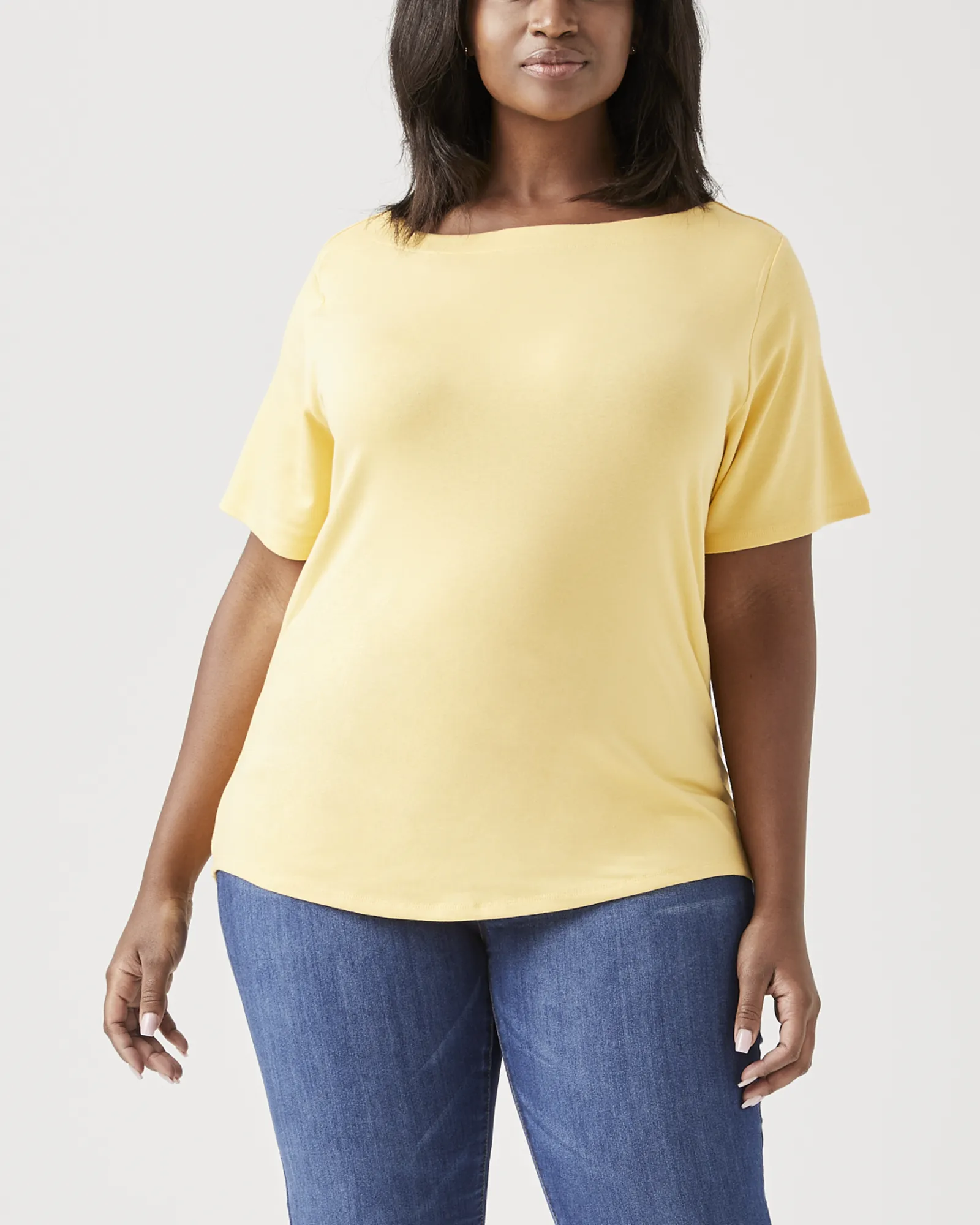 Aubrey Boat-Neck Tee | Yellow