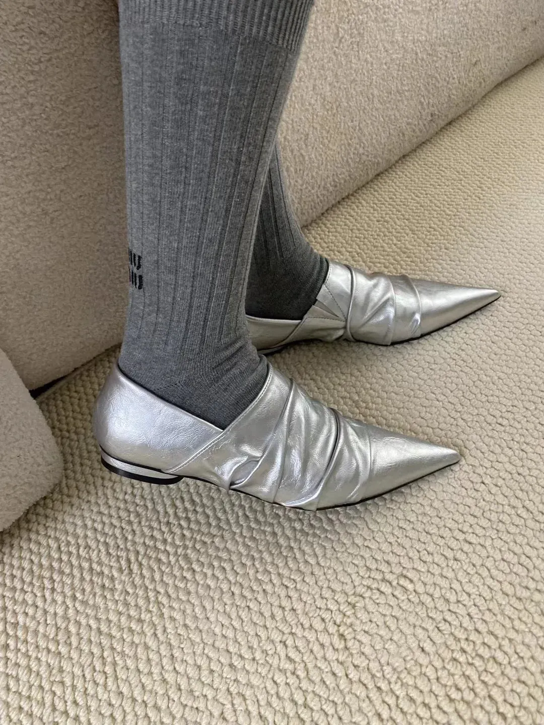 binfenxie  -  Fashion Women Pointed Toe Flats Loafers Black Silver Gold Slip On Party Pumps Casual Outside Mules Dance Shoes Mary Janes 35-39