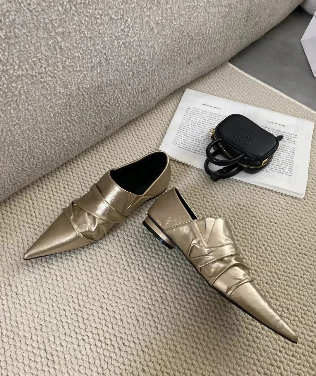 binfenxie  -  Fashion Women Pointed Toe Flats Loafers Black Silver Gold Slip On Party Pumps Casual Outside Mules Dance Shoes Mary Janes 35-39