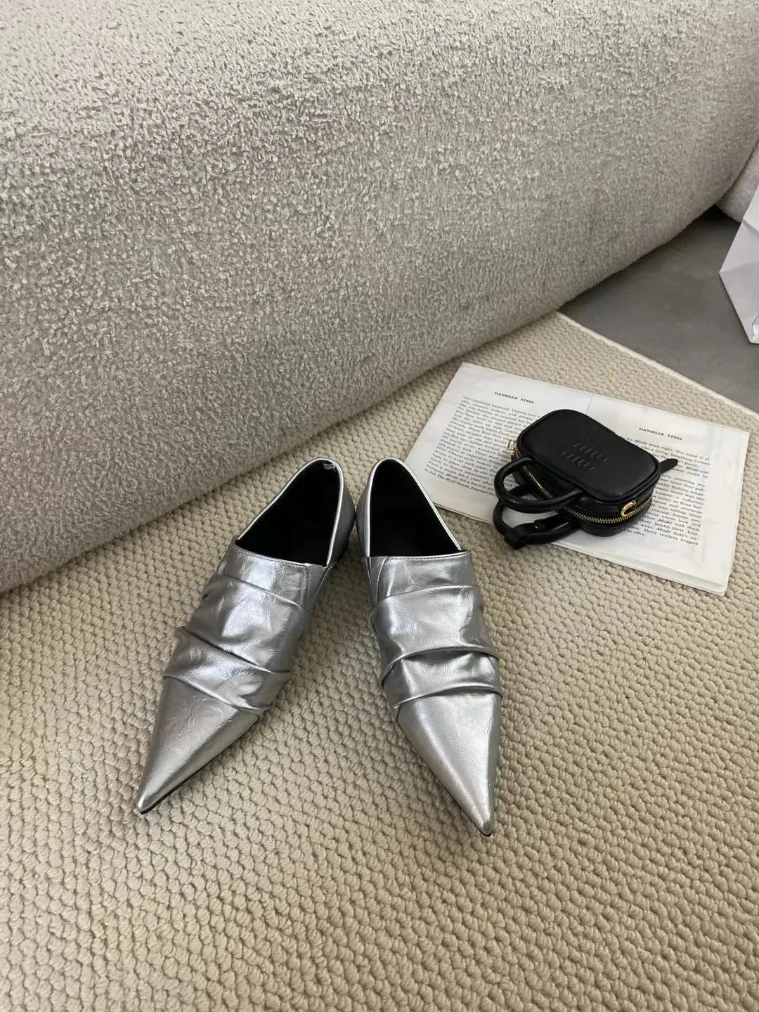 binfenxie  -  Fashion Women Pointed Toe Flats Loafers Black Silver Gold Slip On Party Pumps Casual Outside Mules Dance Shoes Mary Janes 35-39