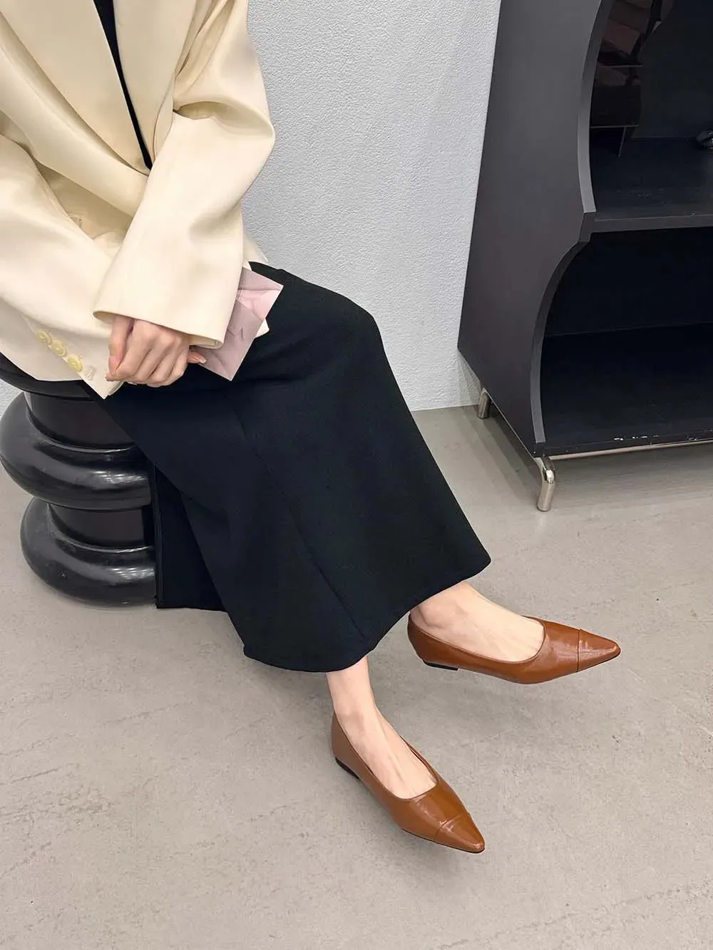 binfenxie  -  Pointed Toe Women Flats Loafers 2024 New Arrivals Black Brown Beige Red Autumn Dress Shoes Woman Party Loafers Mules Size 35-39