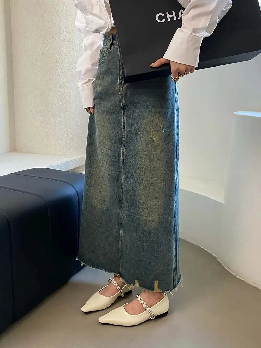binfenxie  -  Pointed Toe Women Loafers 2024 New Arrivals Casual Mules Metal Chain Low Flat Heeled Black Silver Brown White Loafers Size 35-40