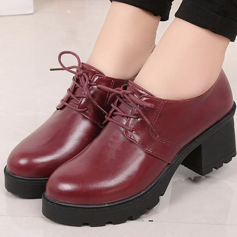 England Style Women's Thick Heel Oxfords