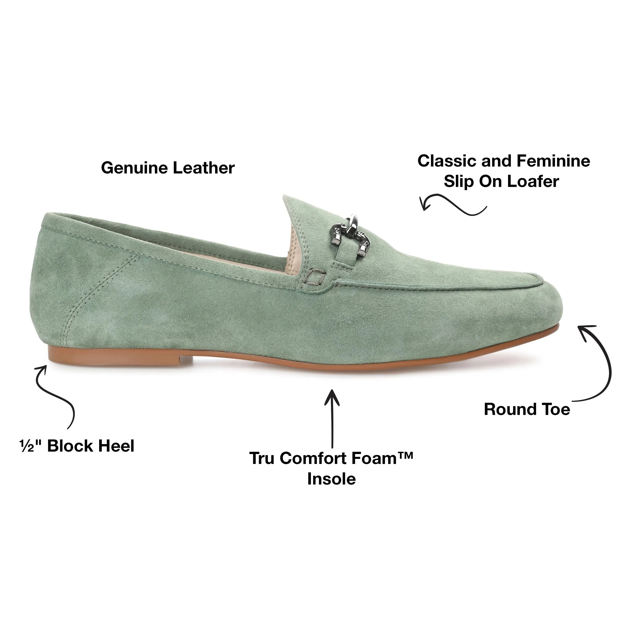 GIIA HORSE BIT LOAFER FLATS IN SUEDE