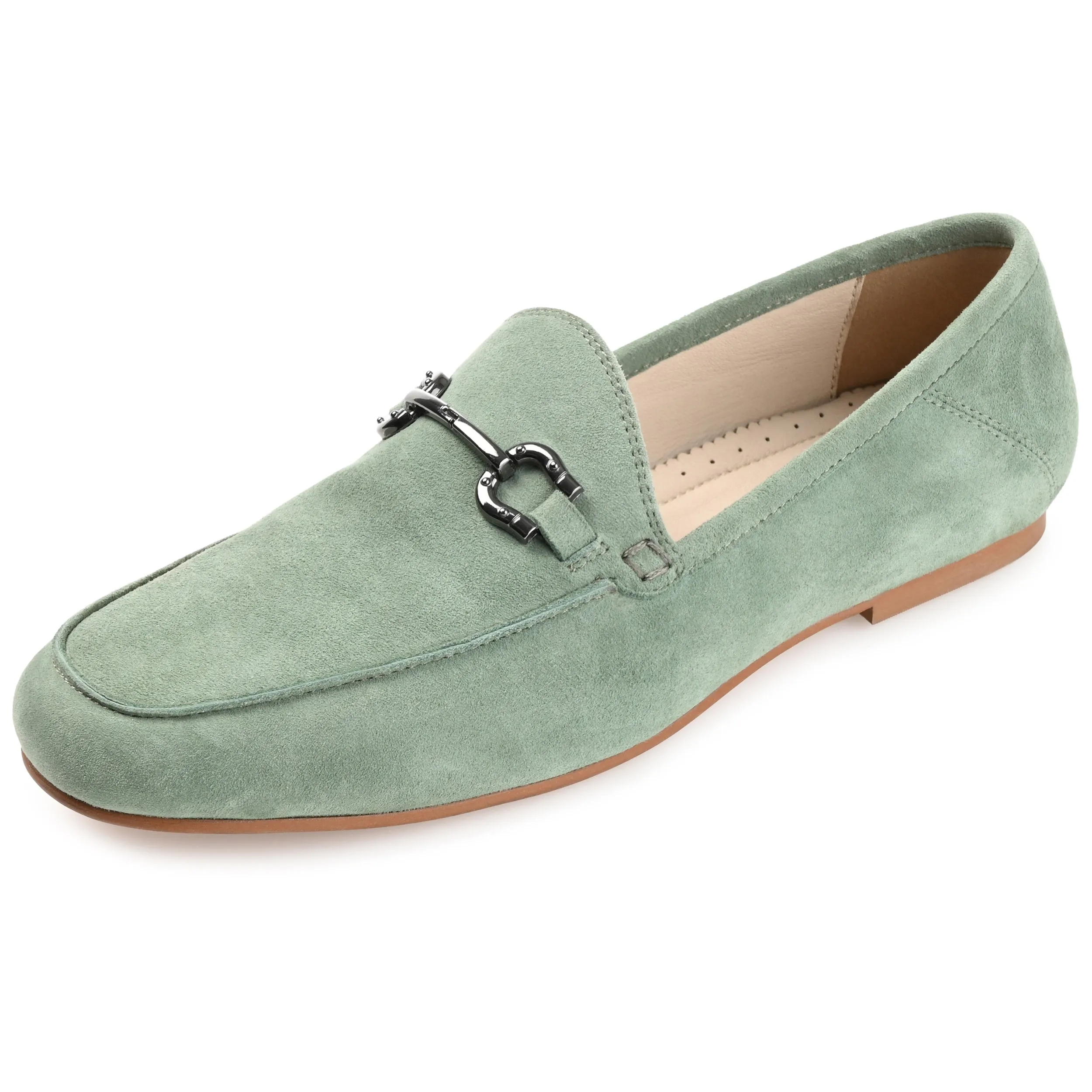 GIIA HORSE BIT LOAFER FLATS IN SUEDE