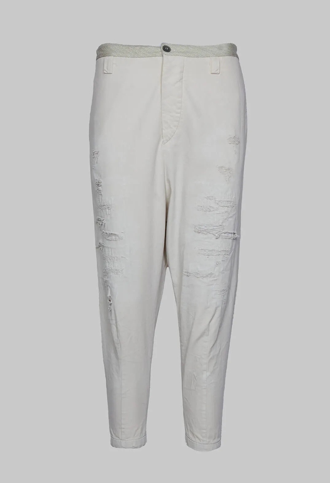 High Waisted Drop Crotch Trousers in Cream Original