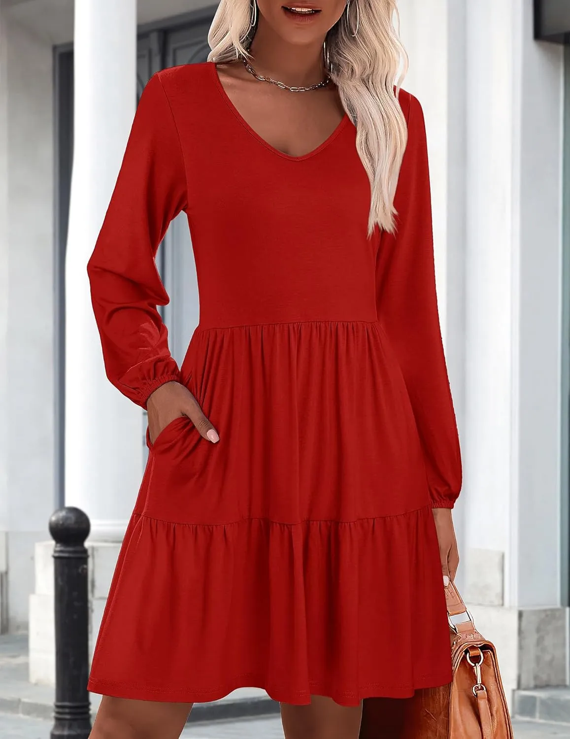 Zeagoo Women's Long-Sleeve V-Neck Winter Dress (DE Only)