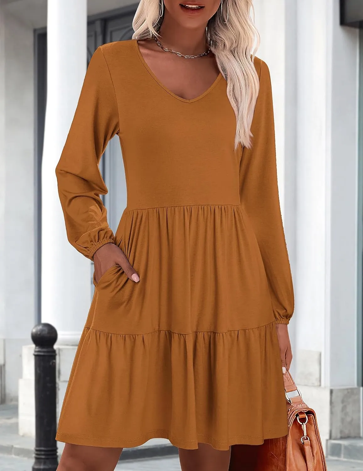 Zeagoo Women's Long-Sleeve V-Neck Winter Dress (DE Only)