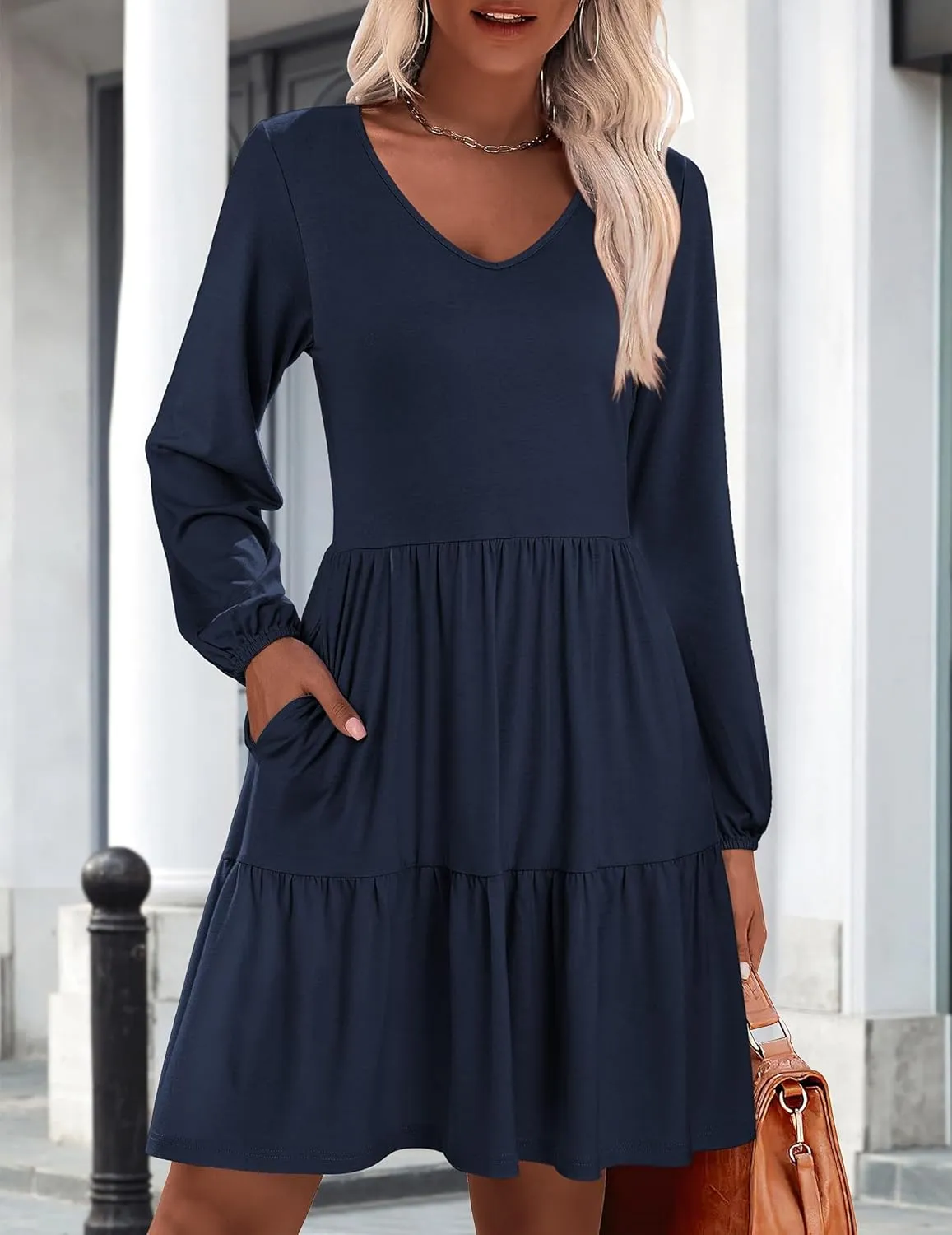 Zeagoo Women's Long-Sleeve V-Neck Winter Dress (DE Only)