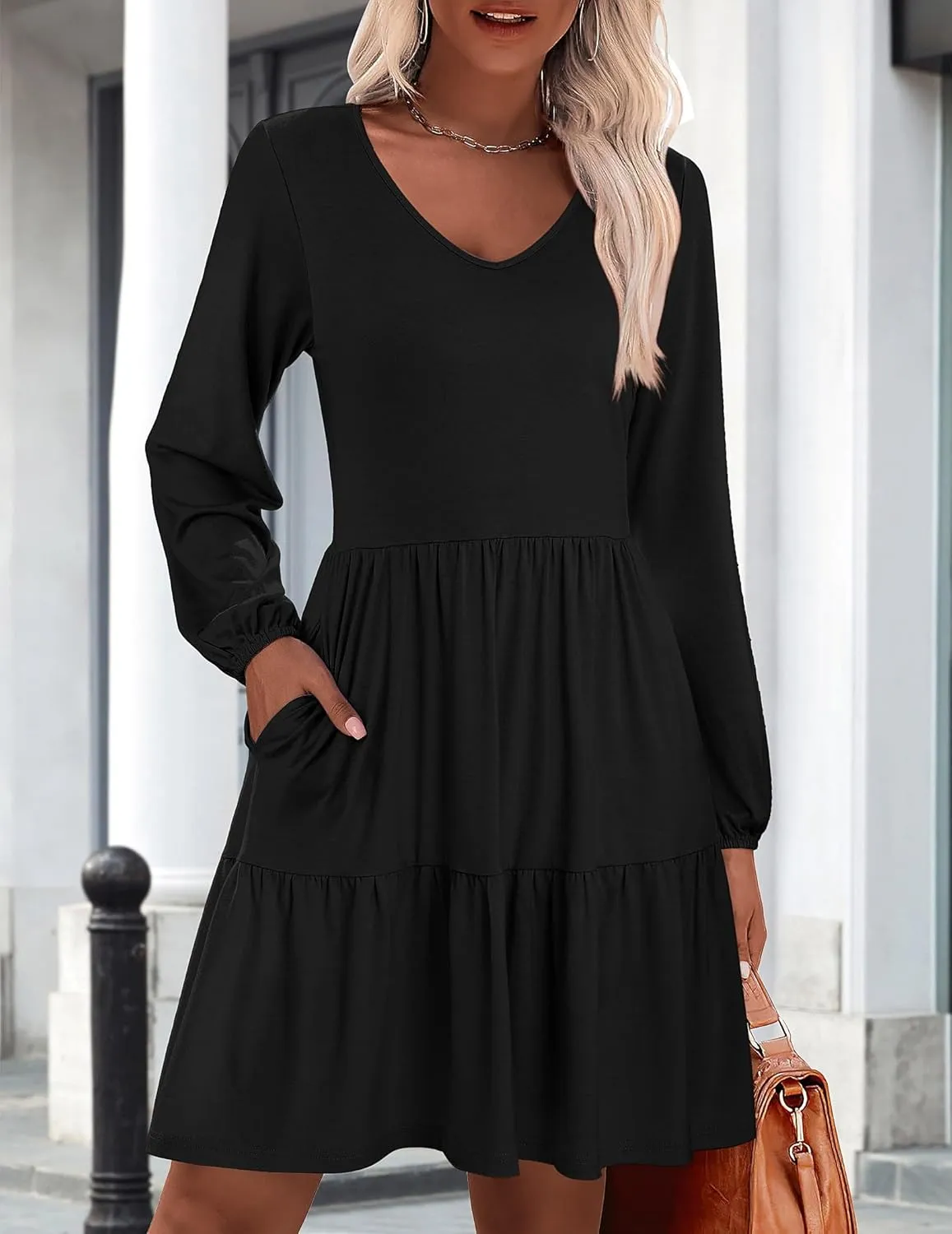 Zeagoo Women's Long-Sleeve V-Neck Winter Dress (DE Only)