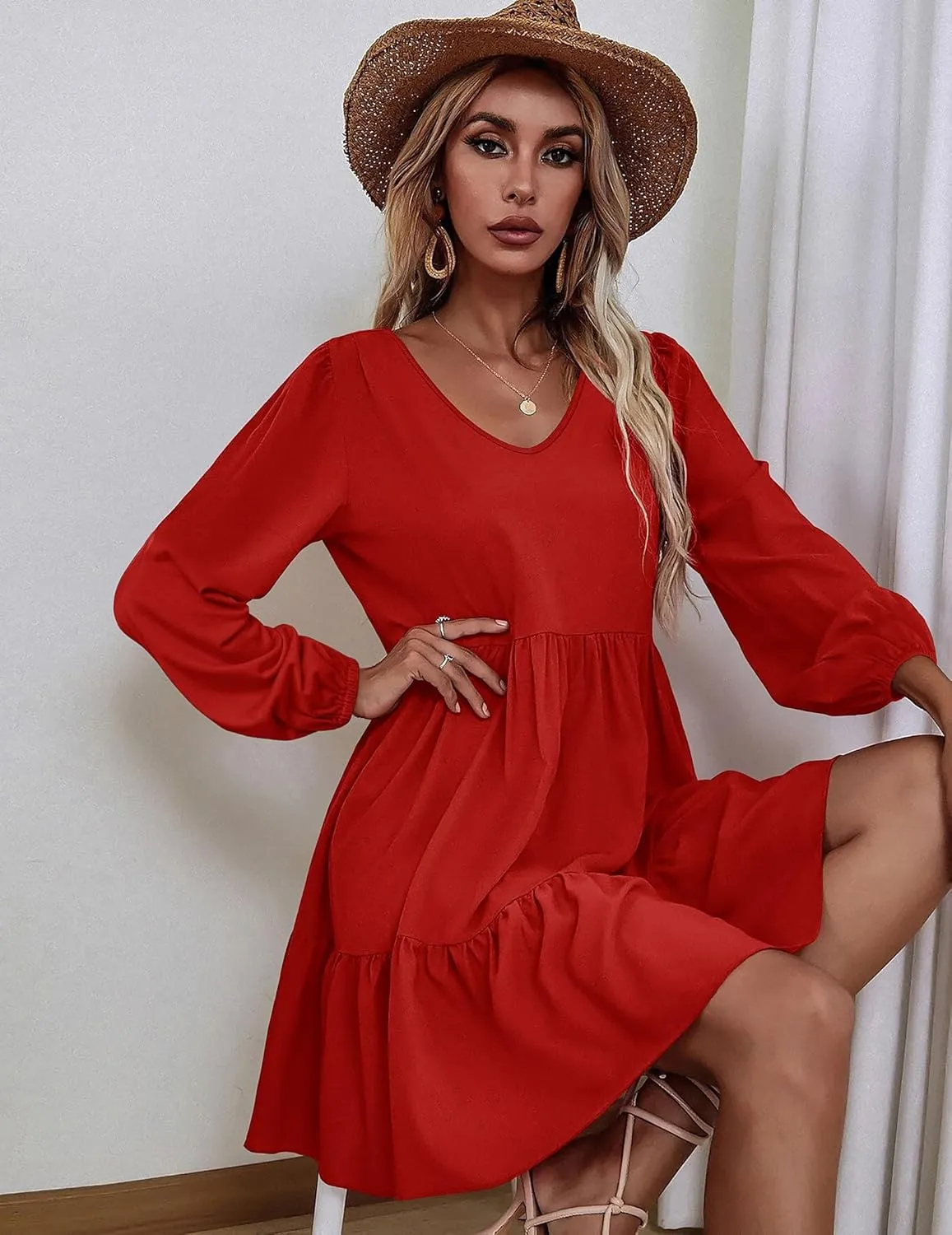 Zeagoo Women's Long-Sleeve V-Neck Winter Dress (DE Only)