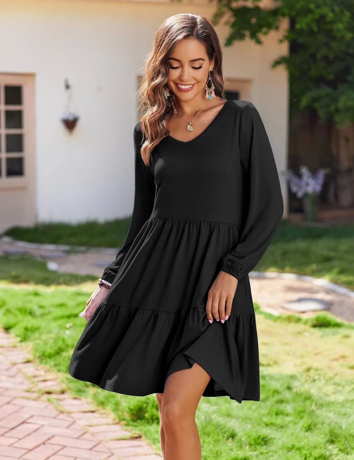 Zeagoo Women's Long-Sleeve V-Neck Winter Dress (DE Only)