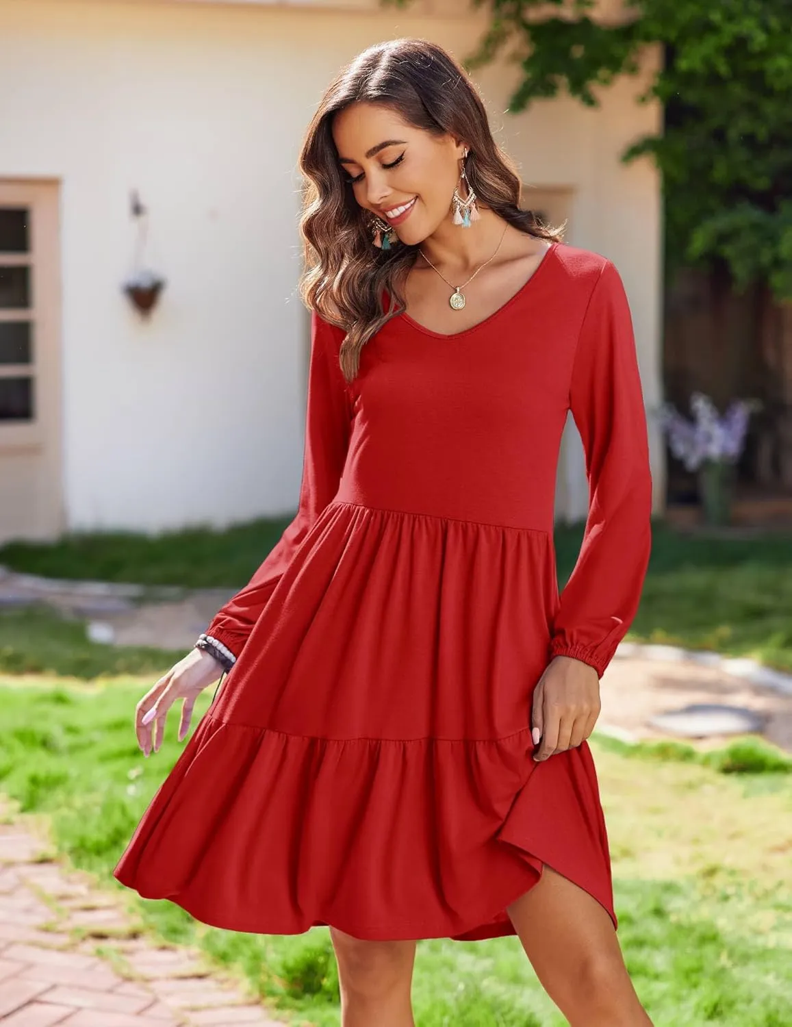 Zeagoo Women's Long-Sleeve V-Neck Winter Dress (DE Only)