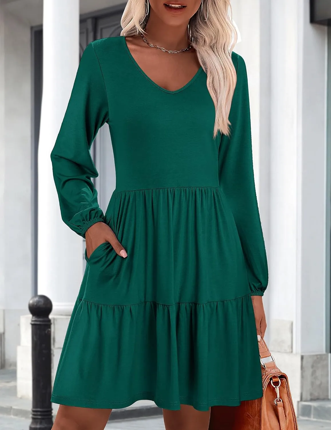 Zeagoo Women's Long-Sleeve V-Neck Winter Dress (DE Only)